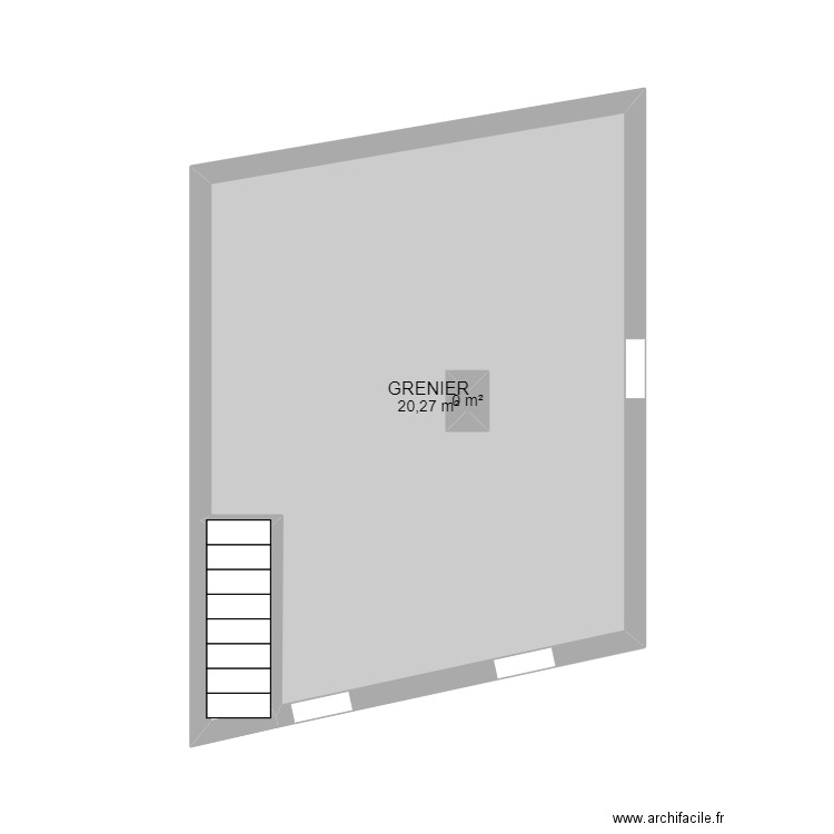 BI 9616 . Plan de 3 pièces et 22 m2