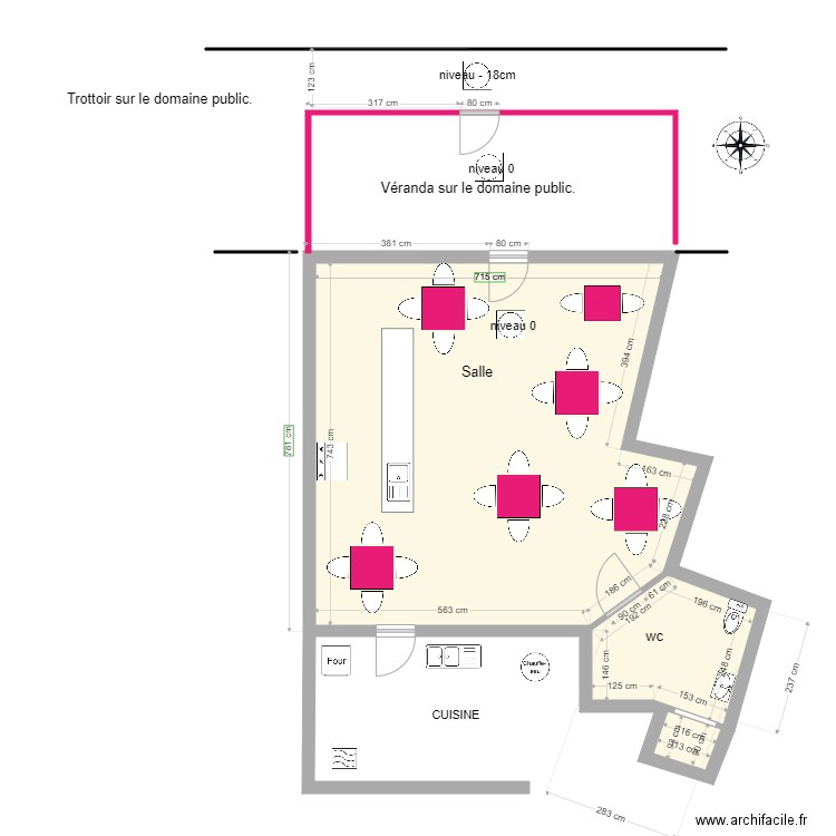 pagaille. Plan de 3 pièces et 59 m2