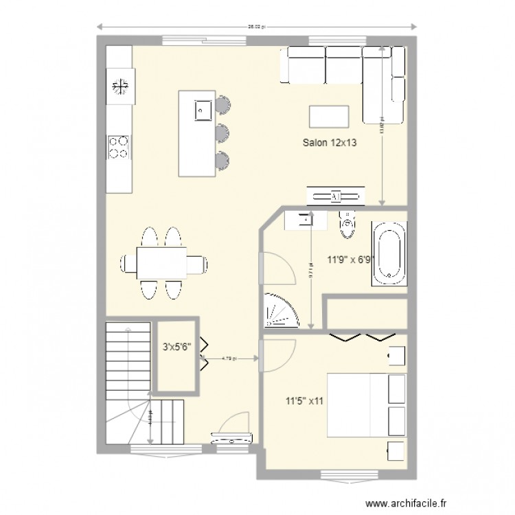 jumelé 26x34 1 chambre. Plan de 0 pièce et 0 m2