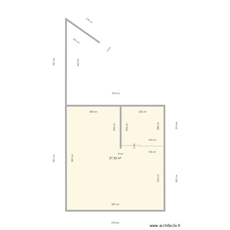 appart barvaux 2. Plan de 1 pièce et 27 m2