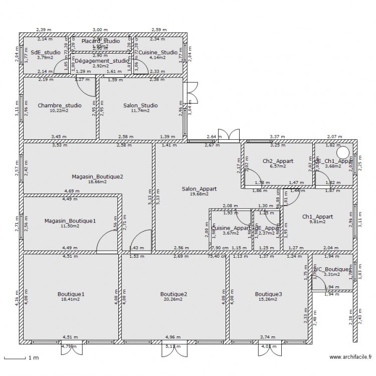 RdC Immeuble commercial. Plan de 0 pièce et 0 m2