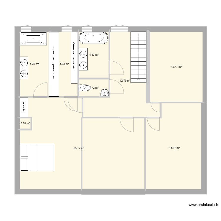 étage aménagé V1. Plan de 0 pièce et 0 m2