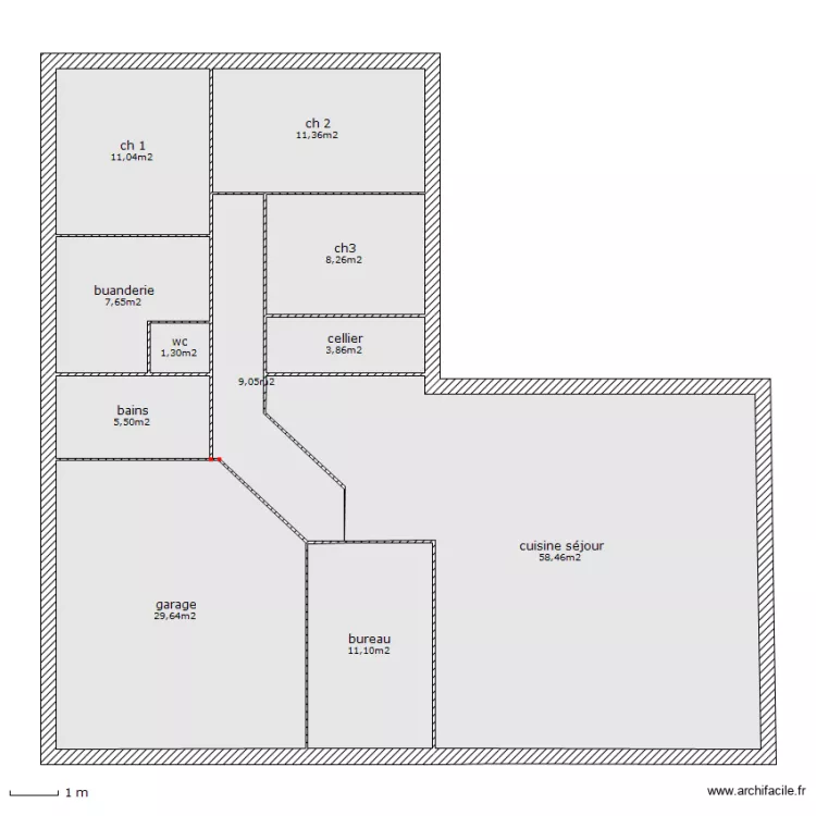 sal&eacute; surface. Plan de 