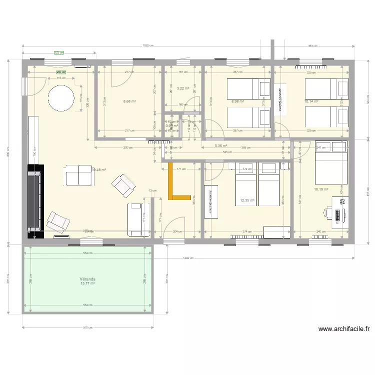 Luneray bleu avec meuble. Plan de 