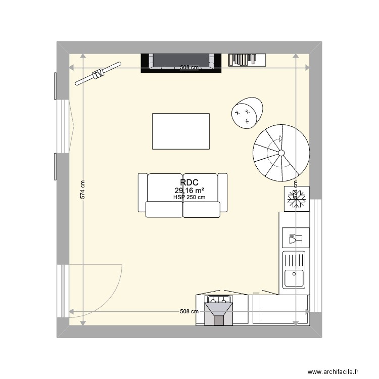 Le Grand Buat : Petite maison projet 1. Plan de 5 pièces et 57 m2