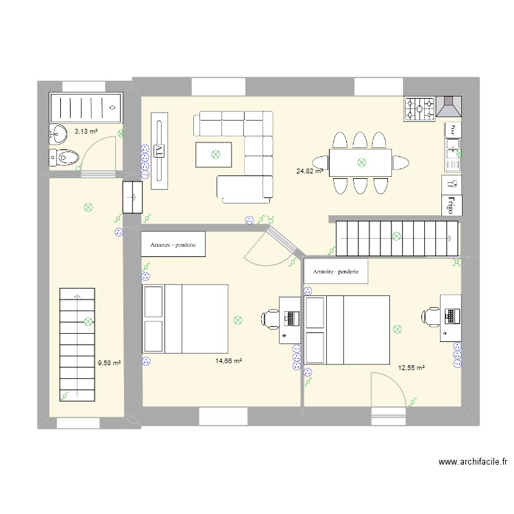 Mesloud. Plan de 5 pièces et 65 m2