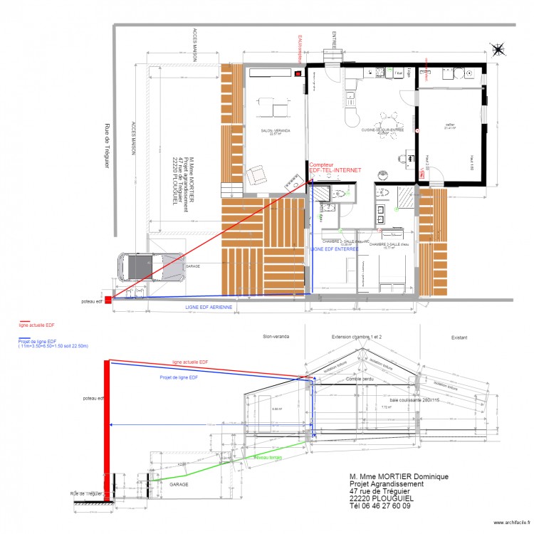 PLOUGUIEL  déplacement ligne EDF. Plan de 0 pièce et 0 m2