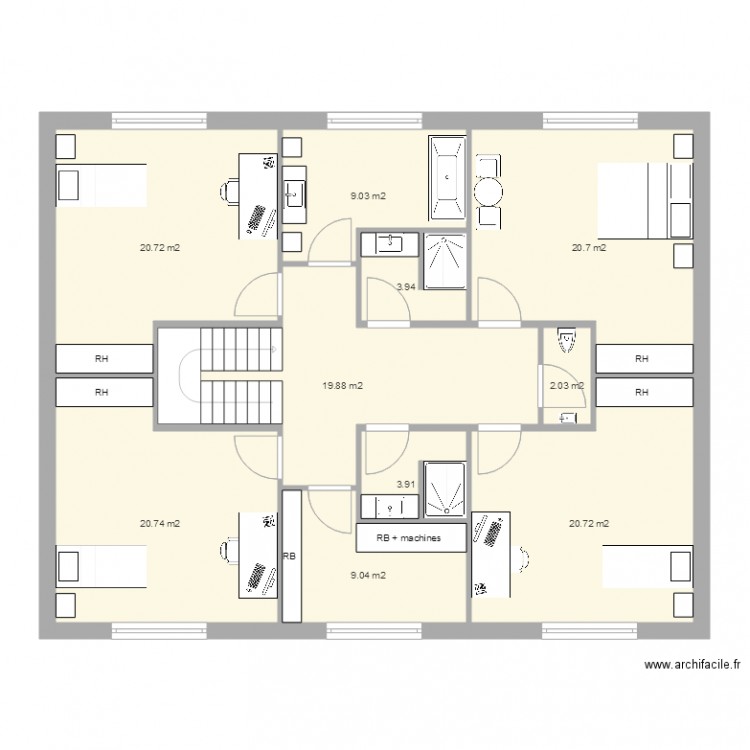 Maison Etage 23 11x14. Plan de 0 pièce et 0 m2