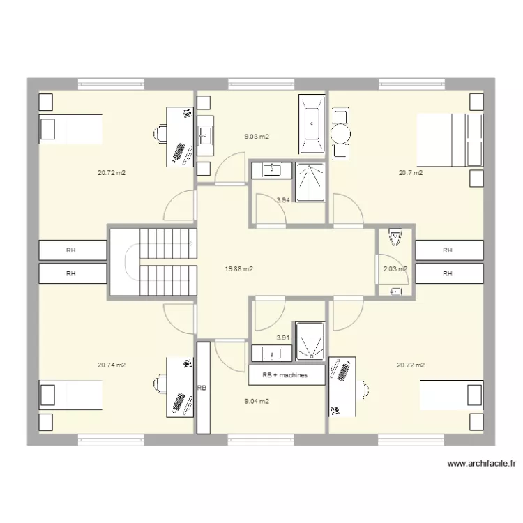 Maison Etage 23 11x14. Plan de 