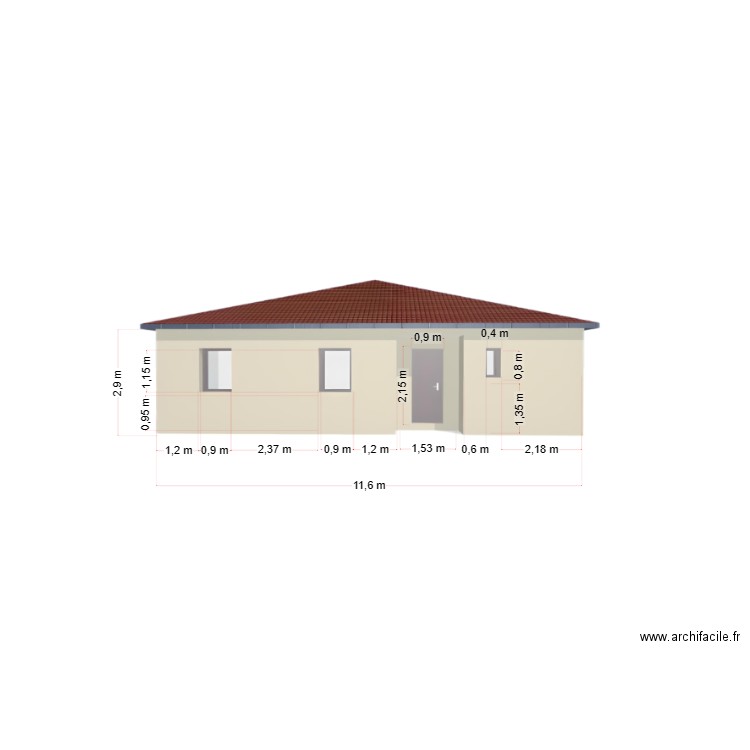 FACADE OUEST 1. Plan de 0 pièce et 0 m2