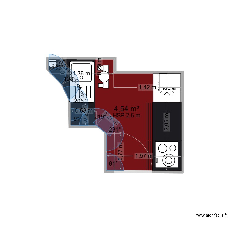 Bureau. Plan de 1 pièce et 5 m2