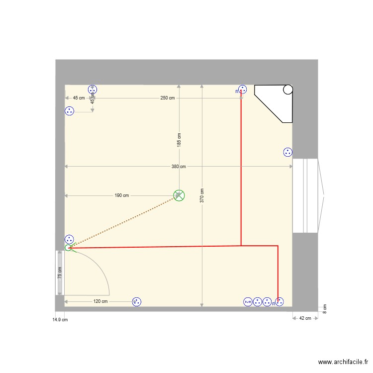 Chambre Augustin sans meubles. Plan de 0 pièce et 0 m2