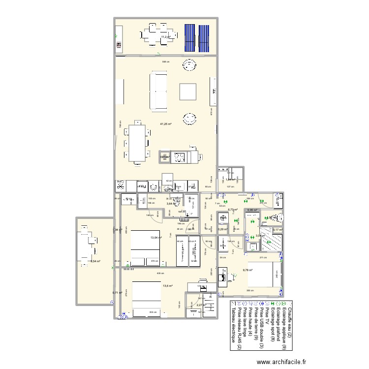 Santa Clara 2 face mer reunion 19/07 V8. Plan de 19 pièces et 120 m2