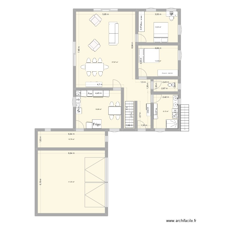 ISLE RDC. Plan de 7 pièces et 159 m2