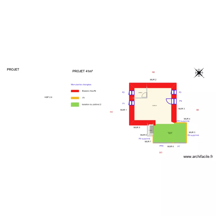 AUGUIN_ Projet. Plan de 4  et 42 m²