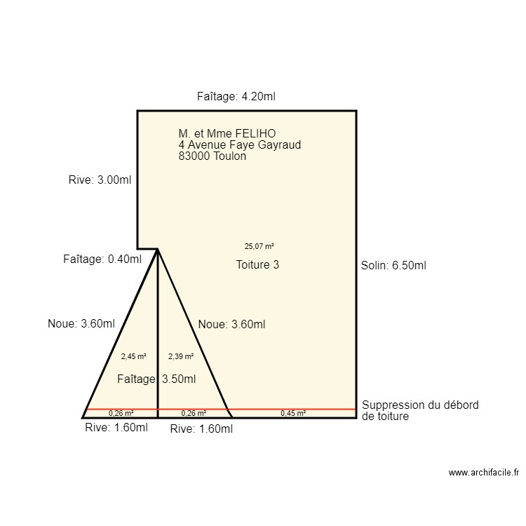 Plan  FELHIO Toiture 3. Plan de 6 pièces et 31 m2