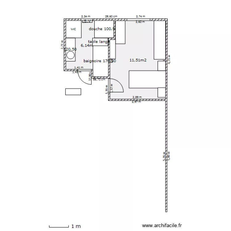 sdb et chambre2. Plan de 