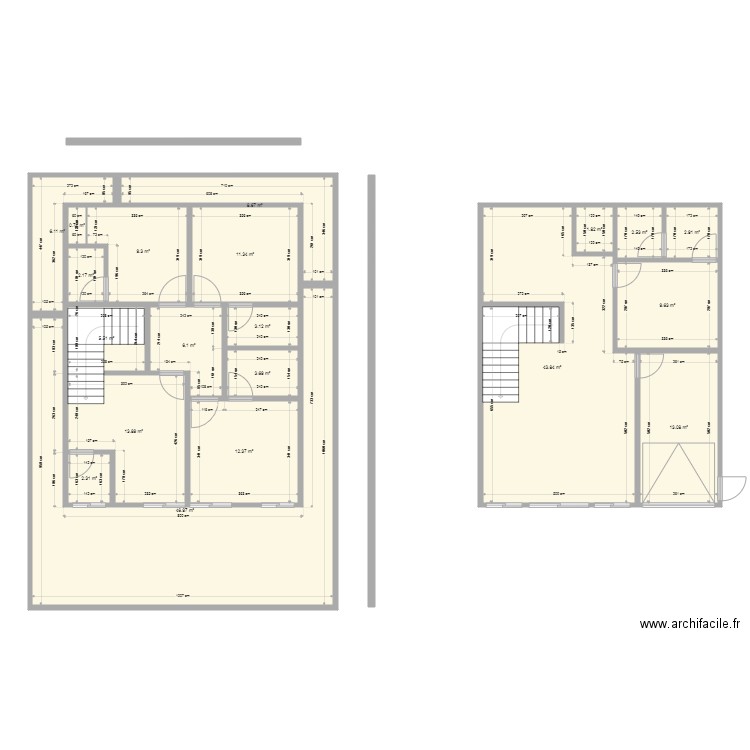 plan maison 80m carré partie haute 2. Plan de 0 pièce et 0 m2