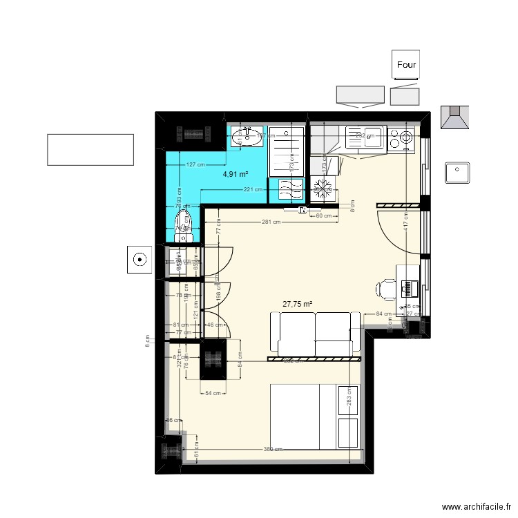 CAIRE 11 BIS. Plan de 6 pièces et 34 m2