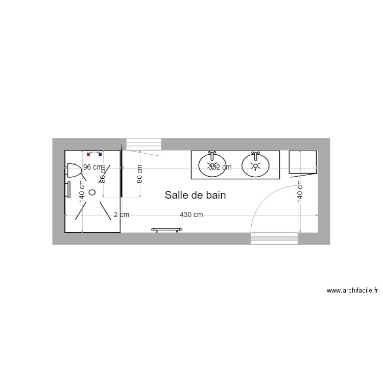 Plan sdb VILLE apres travaux. Plan de 0 pièce et 0 m2