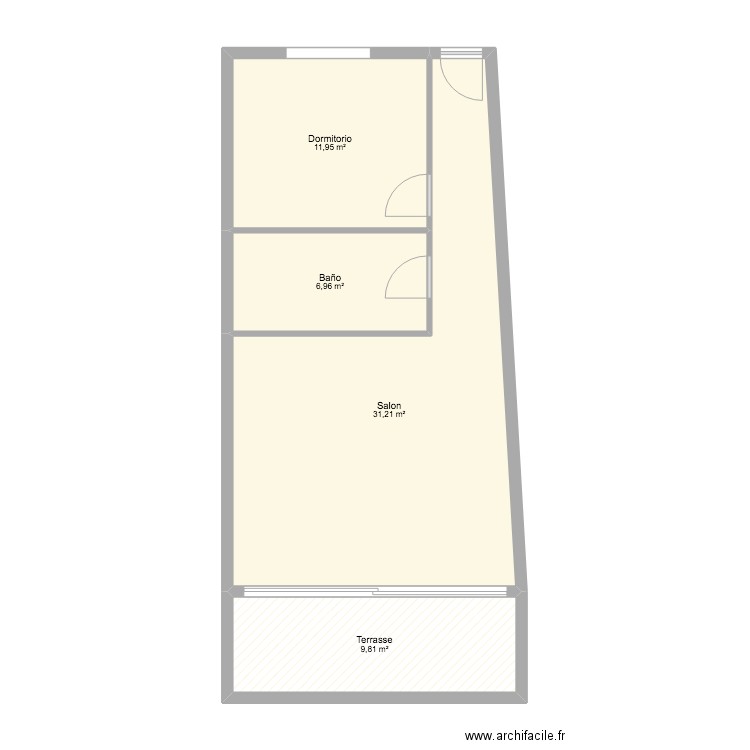 Tony Palmanova. Plan de 4 pièces et 60 m2