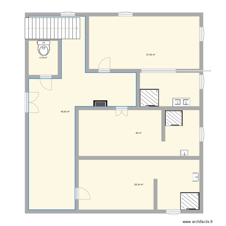 Projet premier etage muro. Plan de 5 pièces et 146 m2