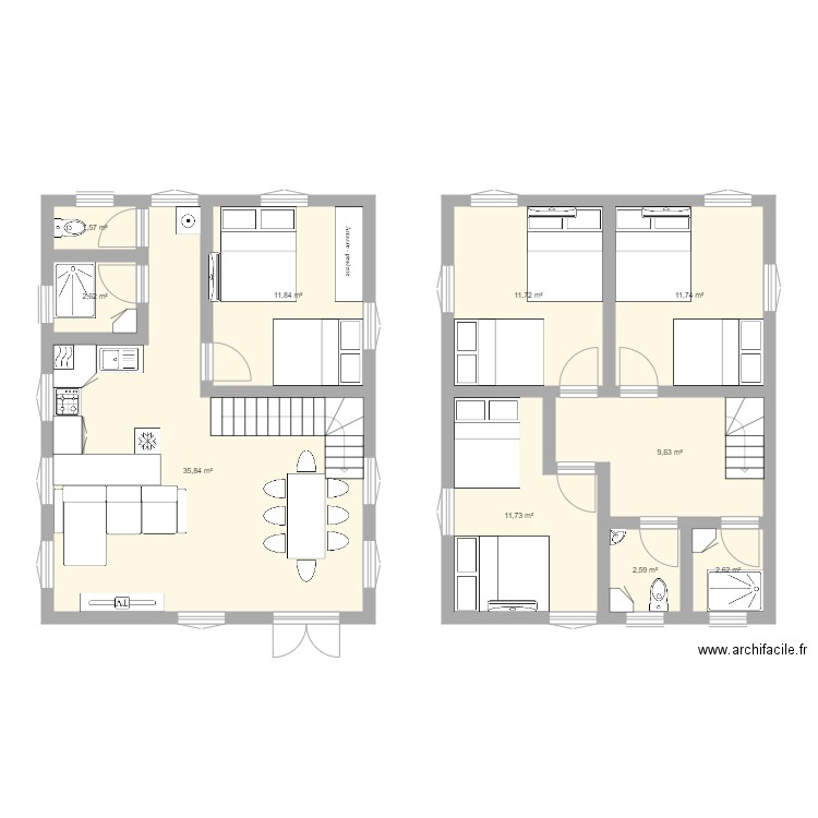 RdC Cambodge. Plan de 10 pièces et 102 m2