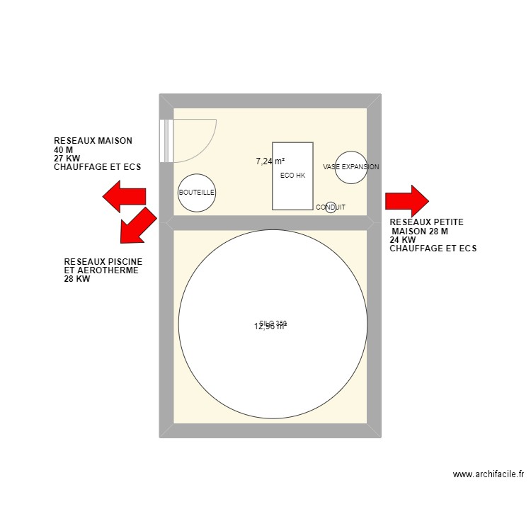 LHEUREUX CHAPELLE. Plan de 2 pièces et 20 m2