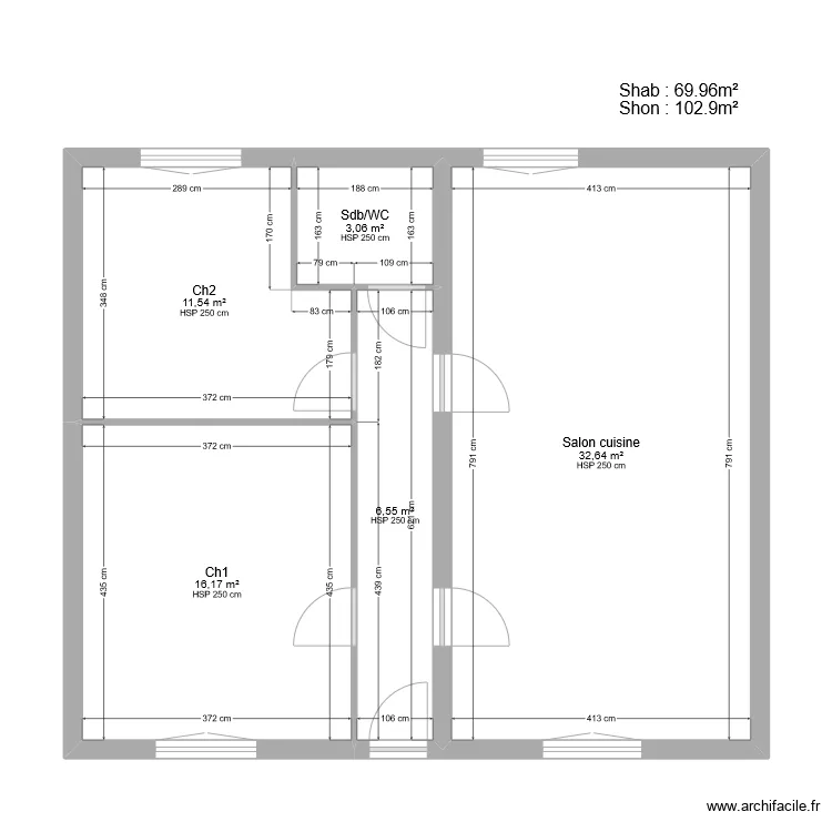 Masm&eacute;jean existant. Plan de 
