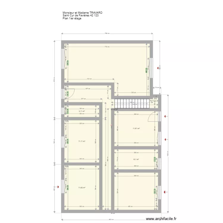 TRAVARD 1IER. Plan de 