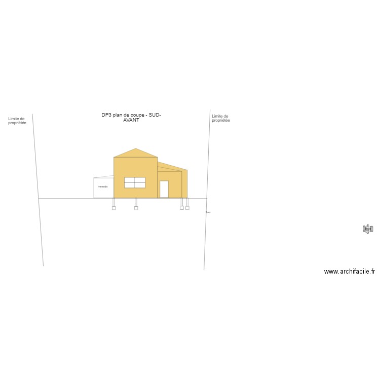 DP3 plan de coupe -sud-AVANT. Plan de 1 pièce et 0 m2