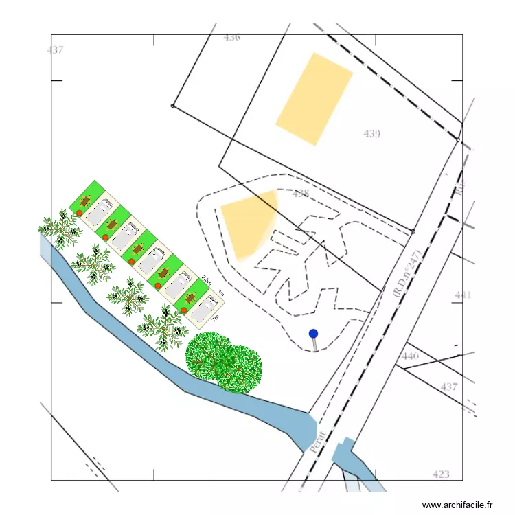 Aire de camping car. Plan de Aire de camping car. Plan de