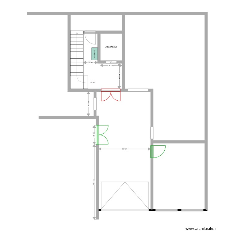 CLOISON RF ASCENCEUR CUISINE    V0. Plan de 0 pièce et 0 m2