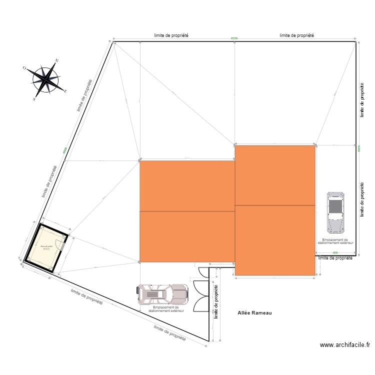 Planmasse emprise au sol abri 23. Plan de 1 pièce et 10 m2