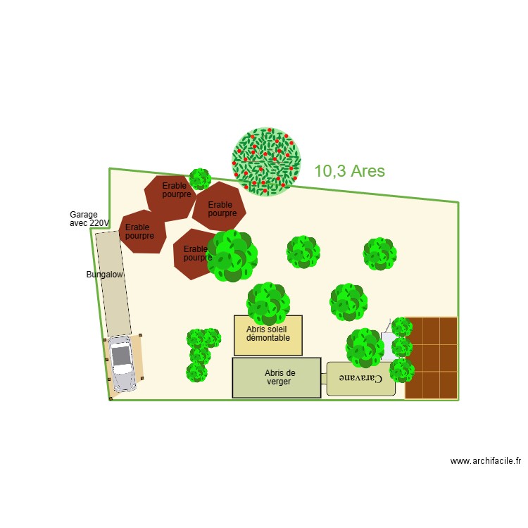 Aménagement verger 08. Plan de 1 pièce et 16 m2