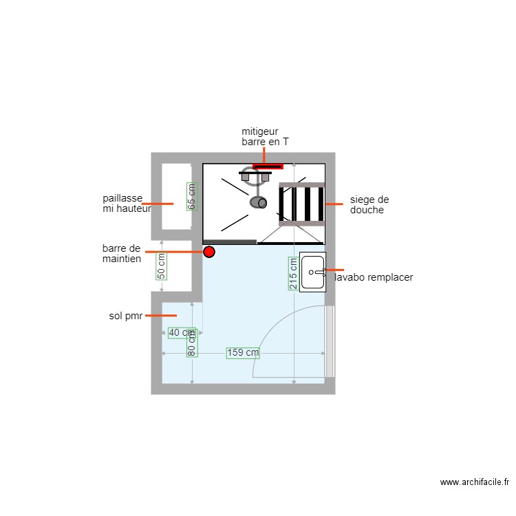 Plan projeté KOENIG. Plan de 2 pièces et 3 m2