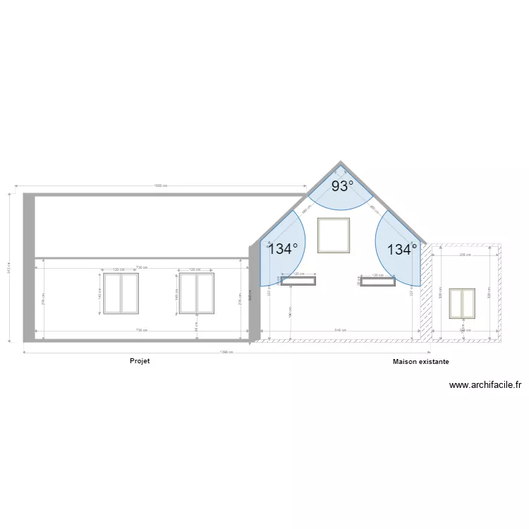 Fa&ccedil;ade nord ouest. Plan de 