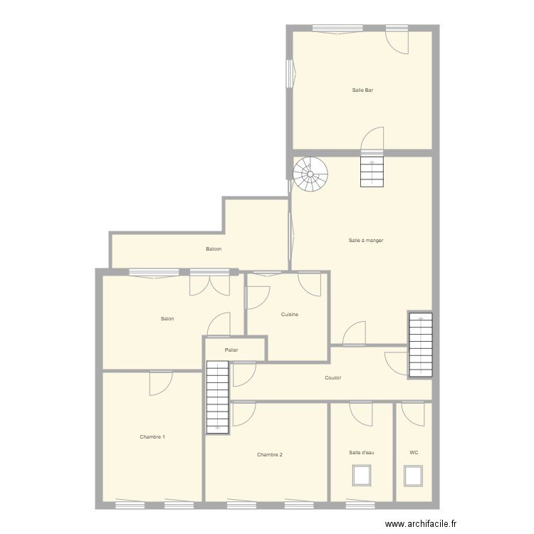 Croquis RAMM 1er étage. Plan de 12 pièces et 140 m2