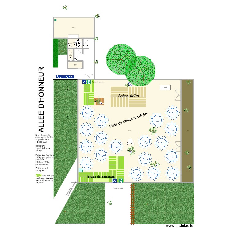 Diner O&J pluie. Plan de 6 pièces et 489 m2