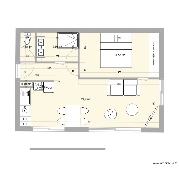 APPARTEMENT LEZARDRIEUX. Plan de 5 pièces et 41 m2