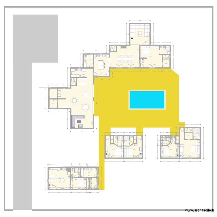 Projet T. Plan de 32 pièces et 338 m2