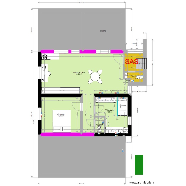  annexe garde ourdis 152  121  65m2. Plan de 9 pièces et 122 m2