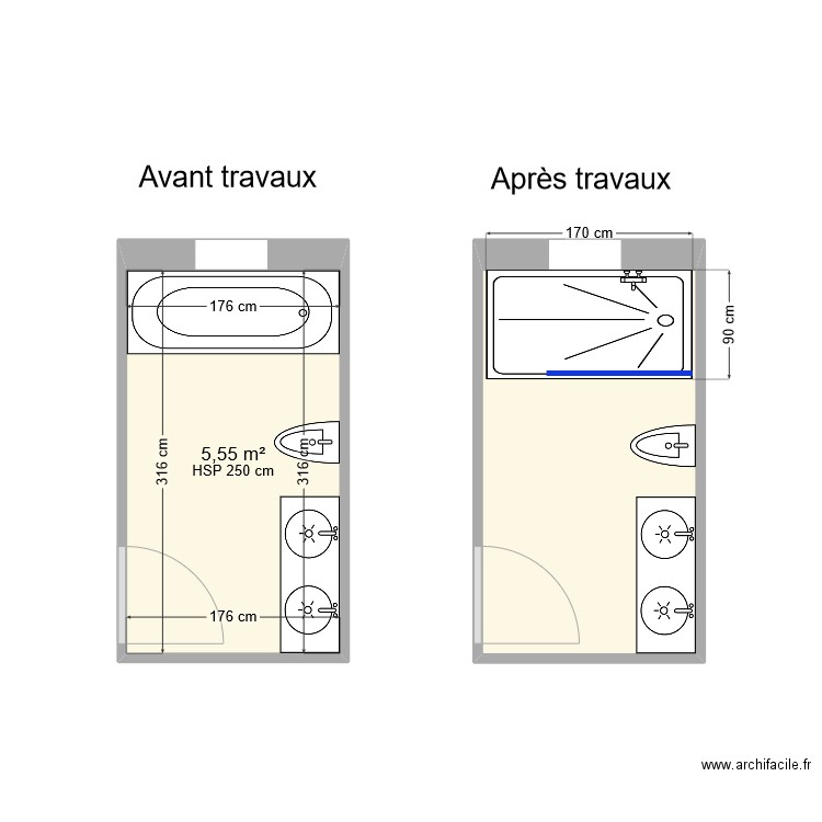 CHASTEL rené. Plan de 2 pièces et 11 m2