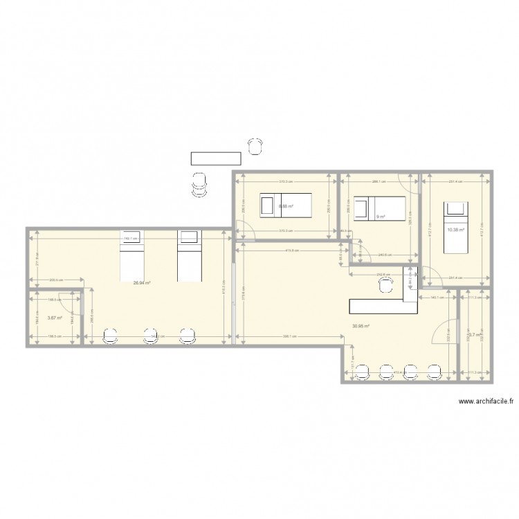 clinica6. Plan de 7 pièces et 94 m2