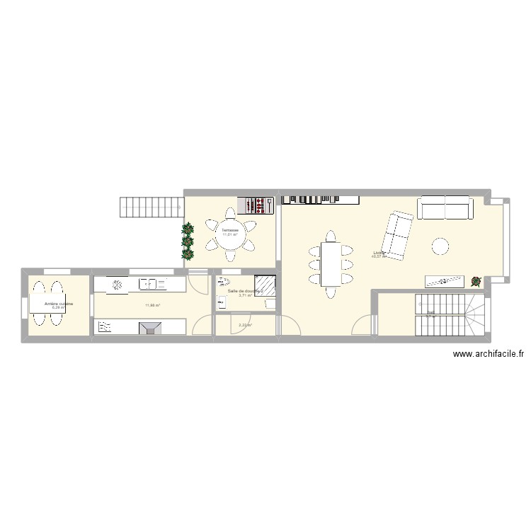 VM étage 1. Plan de 7 pièces et 83 m2