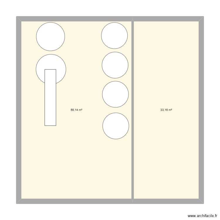 Plan atelier. Plan de 2 pièces et 89 m2