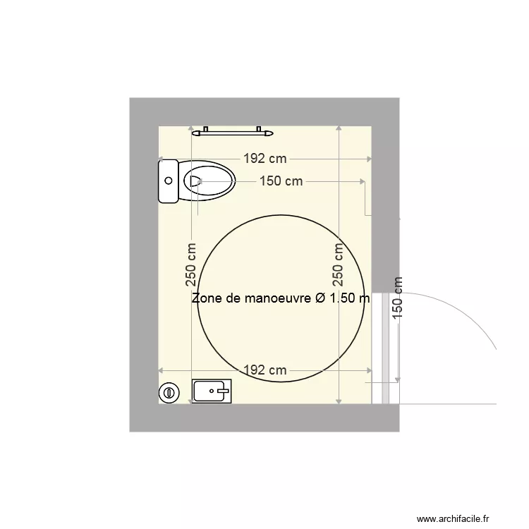 WC MIXTE PMR. Plan de WC MIXTE PMR. Plan de