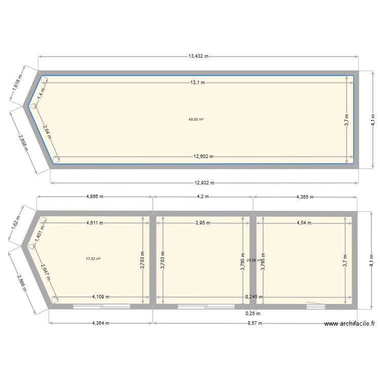 Dépendance index 2. Plan de 3 pièces et 96 m2