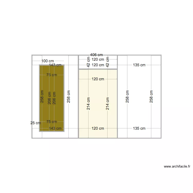 Plan mur s&eacute;jour cuisine. Plan de 