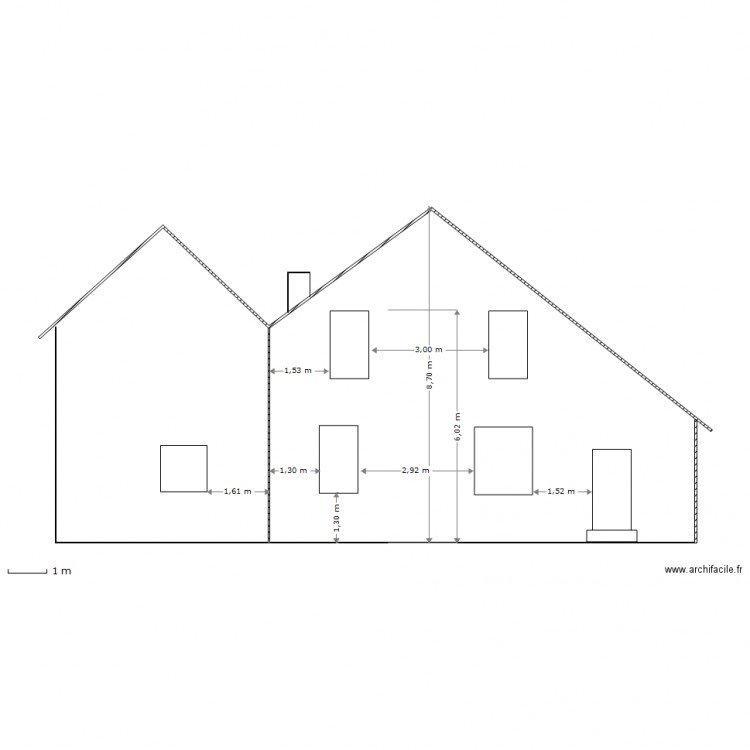 façade principale. Plan de 0 pièce et 0 m2